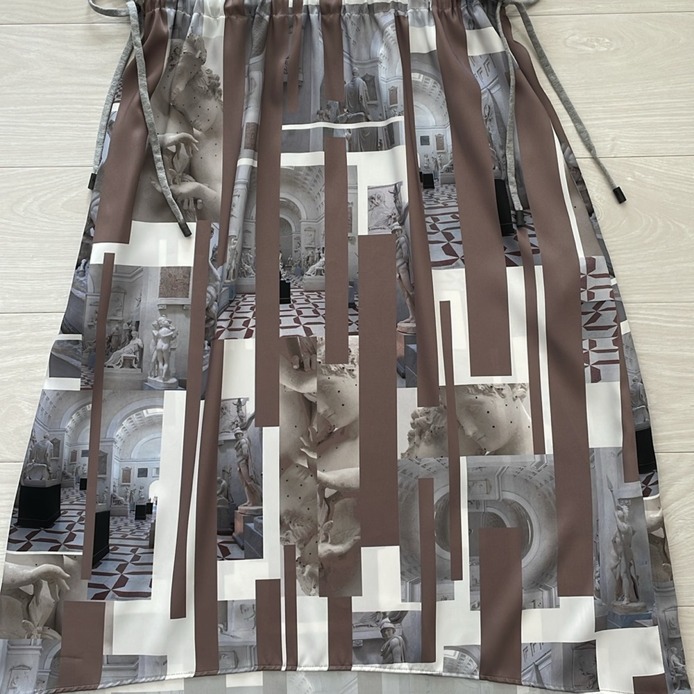 SALE! Peserico Tan, White & Grey Printed Dress - Picture 6 of 13